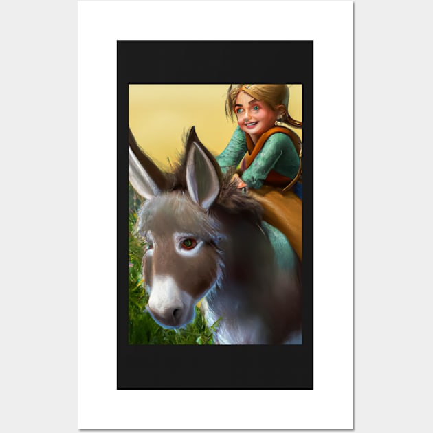 Girl on a Donkey Greeting Cards Wall Art by JohnCorney